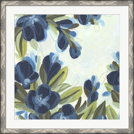 Framed Lush Indigo Blooms I Print