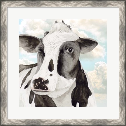 Framed Portrait of a Cow I Print