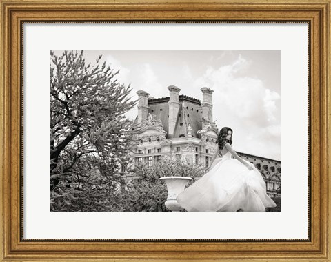 Framed Young Woman at the Chateau de Chambord (BW) Print