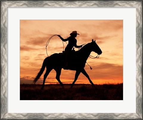 Framed Cowgirl Silhouette Print