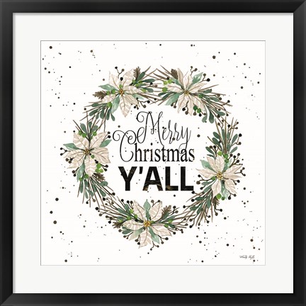 Framed Merry Christmas Y&#39;all Wreath Print