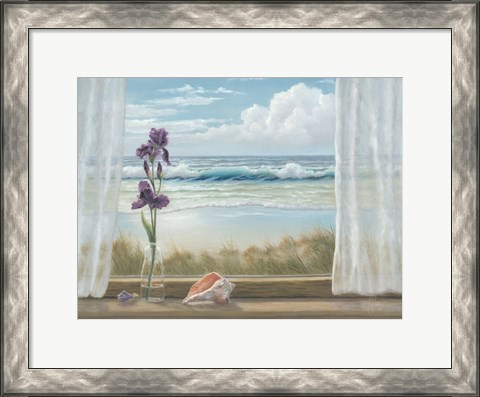 Framed Irises on Windowsill Print