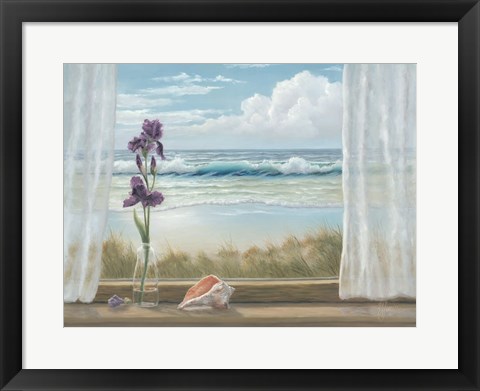 Framed Irises on Windowsill Print