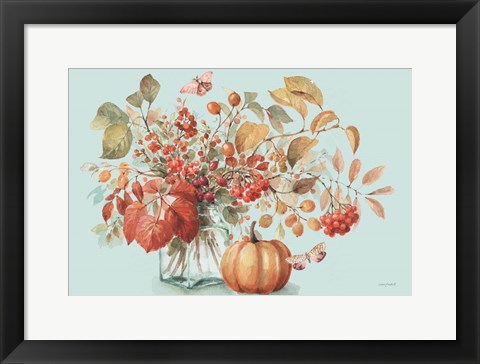 Framed Autumn in Nature 01 on Aqua Print