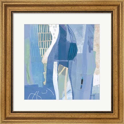 Framed Abstract Layers I Blue Print