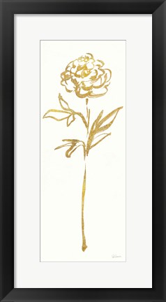 Framed Floral Line II White Gold Print