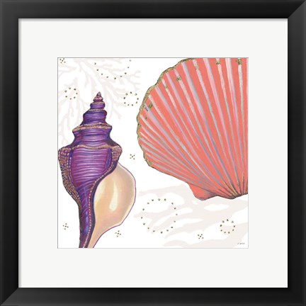 Framed Shimmering Shells I Print