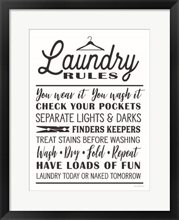 Framed Laundry Rules Print