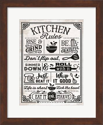 Framed Kitchen Rules Print