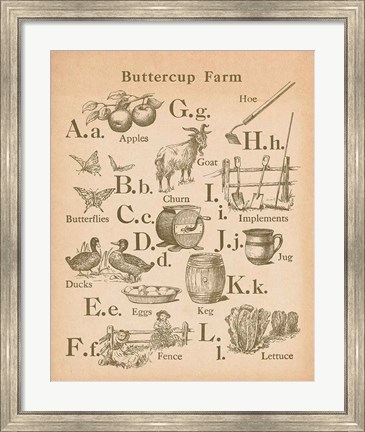 Framed Vintage Alphabet I Print