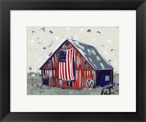 Framed Farm Pop Barn I-Flag Print