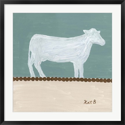 Framed Out to Pasture V  White Cow Print
