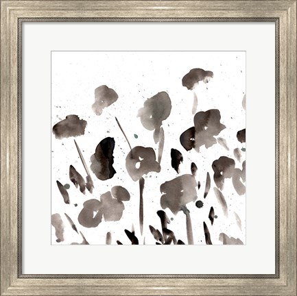 Framed Simple Black Poppies I Print