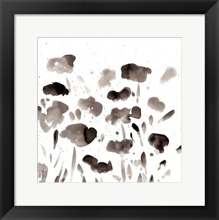 Framed Simple Black Poppies II Print