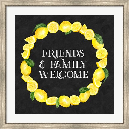 Framed Live with Zest wreath sentiment III-Friends &amp; Family Print
