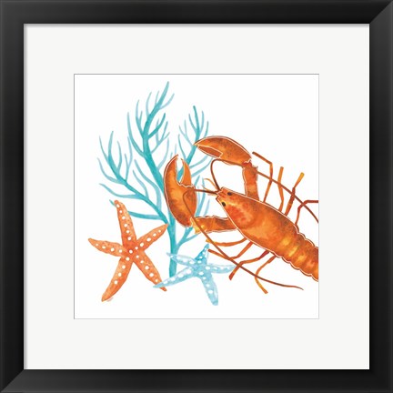 Framed Coral Aqua X Print