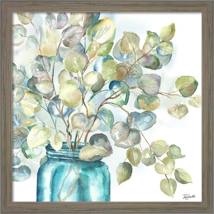 Framed Eucalyptus in Mason Jar II Print