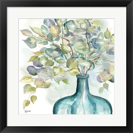 Framed Eucalyptus in Mason Jar III Print