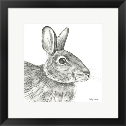 Framed Watercolor Pencil Forest II-Rabbit Print