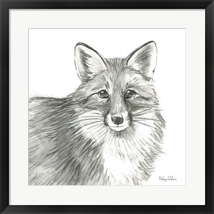 Framed Watercolor Pencil Forest III-Fox Print
