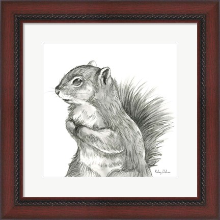 Framed Watercolor Pencil Forest IV-Squirrel Print