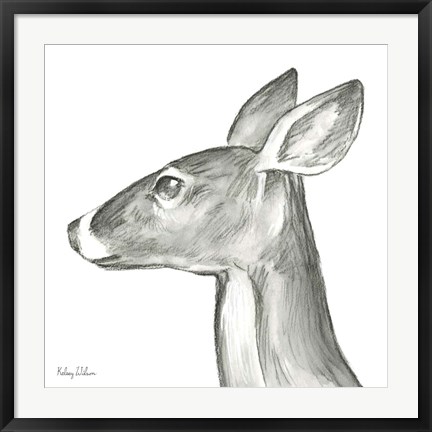 Framed Watercolor Pencil Forest VII-Doe Print