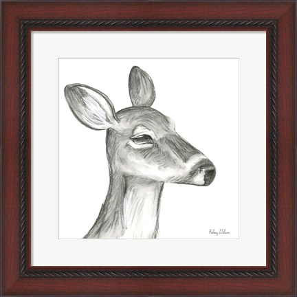 Framed Watercolor Pencil Forest IX-Fawn Print