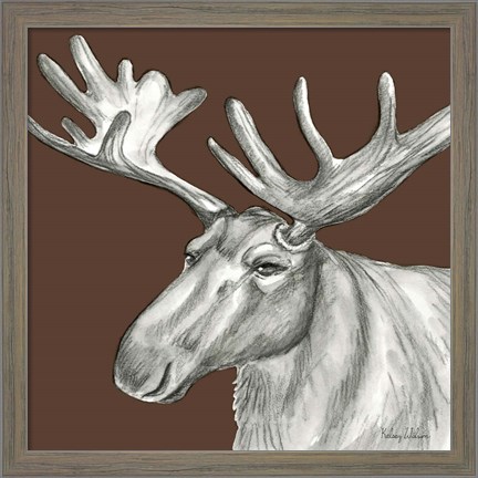 Framed Watercolor Pencil Forest color I-Moose Print