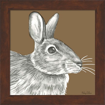 Framed Watercolor Pencil Forest color II-Rabbit Print