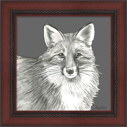 Framed Watercolor Pencil Forest color III-Fox Print