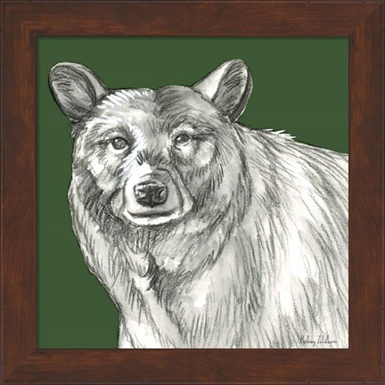 Framed Watercolor Pencil Forest color V-Bear Print