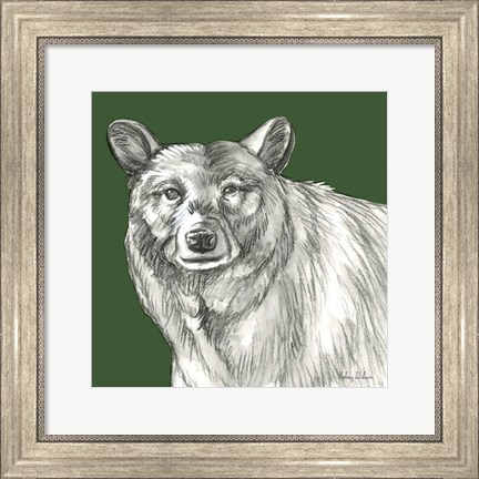 Framed Watercolor Pencil Forest color V-Bear Print