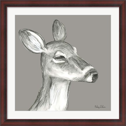 Framed Watercolor Pencil Forest color IX-Fawn Print