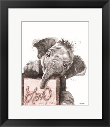 Framed Love is All You Need Elephant Print