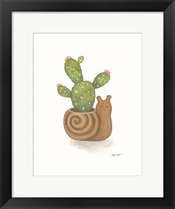 Framed Snail Planter Cactus Print