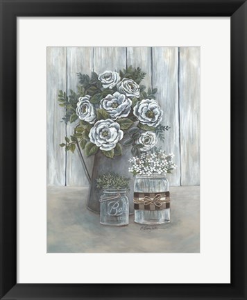 Framed Floral Country Gray Print