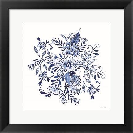 Framed Blue &amp; White Flowers II Print