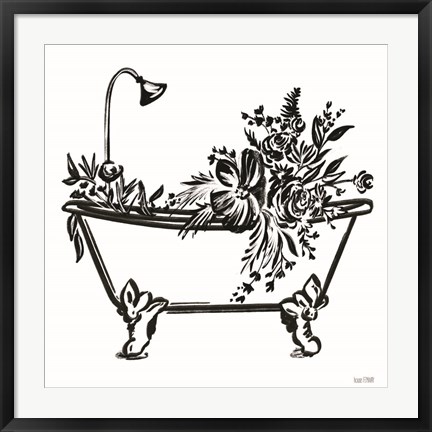 Framed Vintage Floral Tub I Print