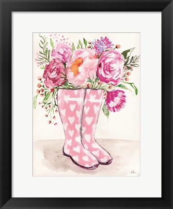 Framed Rain Boot Flowers Print