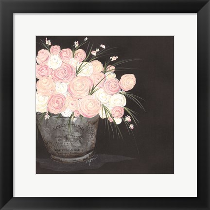 Framed Ranunculus Spray Pink Print
