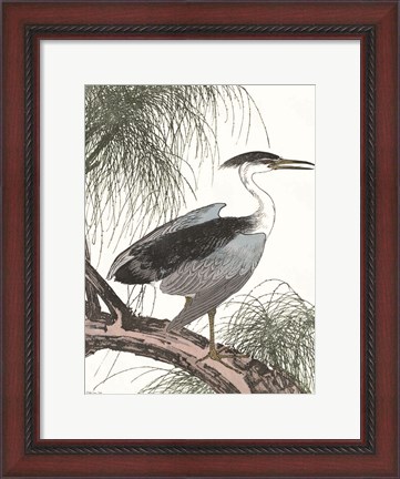 Framed Perched Heron Print