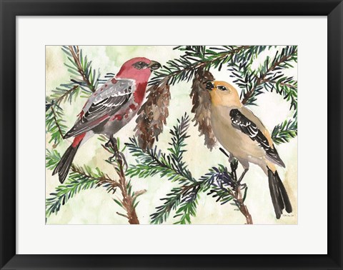 Framed Bird and Branch Duet Print