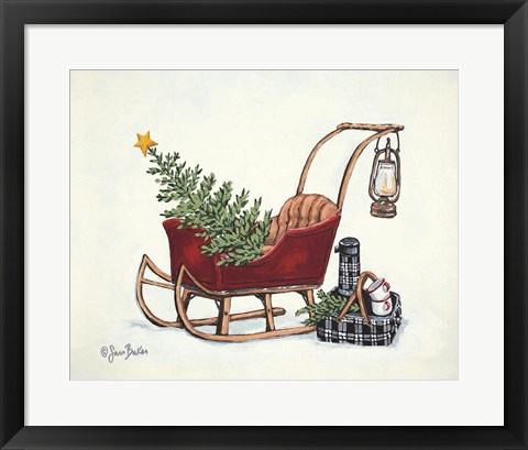 Framed Winter Sleigh Picnic Print