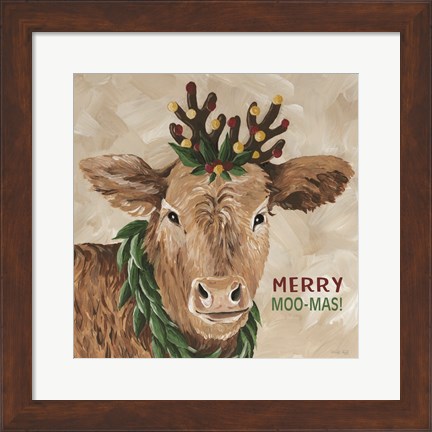 Framed Merry Moo-mas Print