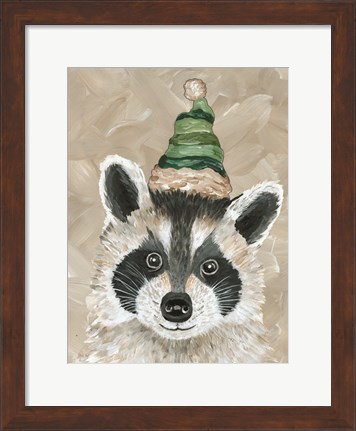 Framed Christmas Raccoon Print