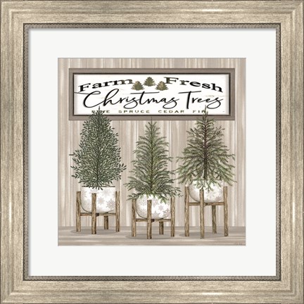 Framed Potted Christmas Trees Print
