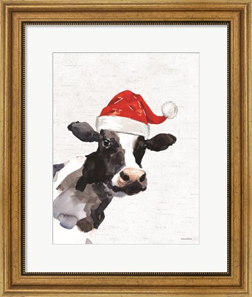Framed Christmas Cow Print