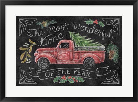 Framed Christmas Chalk V Print