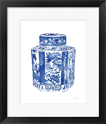 Framed Chinoiserie Vase I Print