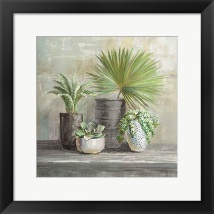 Framed Indoor Garden Gray Print
